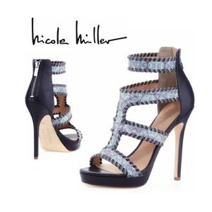 NICOLE MILLER ZEMBRA GLADIATOR STRAPPY DARK PURPLE SANDAL SZ 6.5